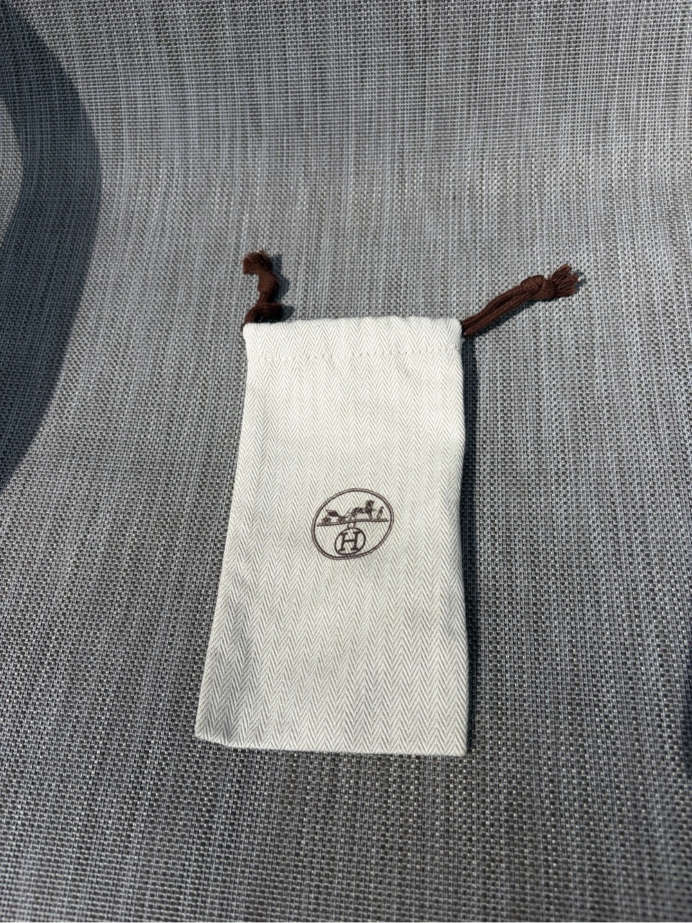 Hermès Small Drawstring Pouch/Dustbag Herringbone Pattern